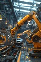 automated construction of cars in a factory robots photo