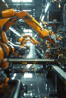 automated construction of cars in a factory robots photo