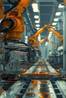 automated construction of cars in a factory robots photo