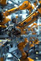 automated construction of cars in a factory robots photo