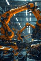 automated construction of cars in a factory robots photo