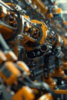 automatizado construcción de carros en un fábrica robots foto