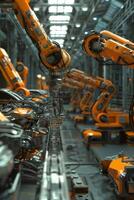 automated construction of cars in a factory robots photo