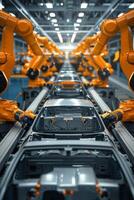 automated construction of cars in a factory robots photo