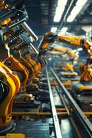 automated construction of cars in a factory robots photo