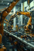 automated construction of cars in a factory robots photo