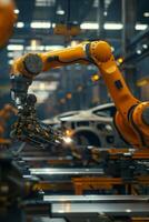 automated construction of cars in a factory robots photo