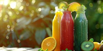 natural drinks juices in bottles photo