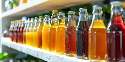 natural bebidas jugos en botellas foto