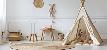 para niños habitación con juguetes y tienda foto