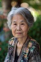 portrait of an elderly beautiful woman photo