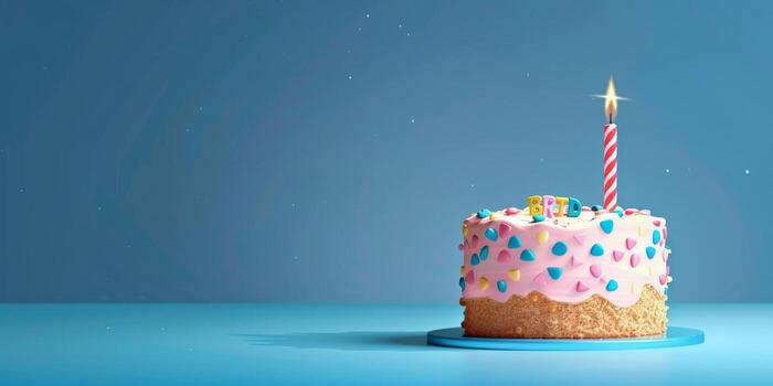 birthday cake with candles on a plain background photo
