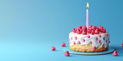 birthday cake with candles on a plain background photo