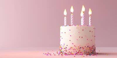 birthday cake with candles on a plain background photo