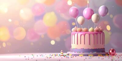 birthday cake with candles on a plain background photo