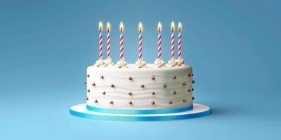 birthday cake with candles on a plain background photo