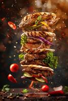 delicious shawarma kebab fast food photo