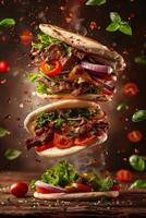 delicious shawarma kebab fast food photo