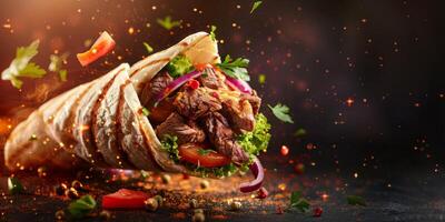 delicious shawarma kebab fast food photo