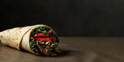 delicious shawarma kebab fast food photo