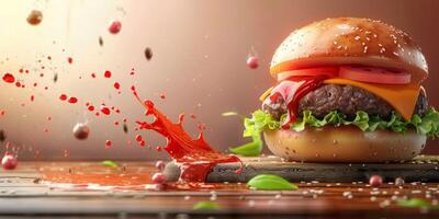 delicious burger with fast food cutlet photo