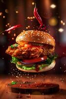 delicious burger with fast food cutlet photo