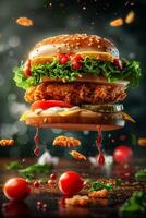 delicious burger with fast food cutlet photo