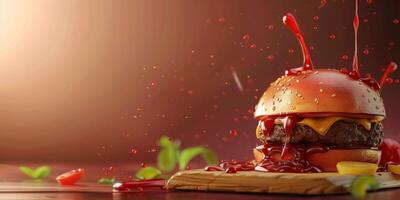 delicious burger with fast food cutlet photo