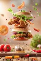 delicious burger with fast food cutlet photo