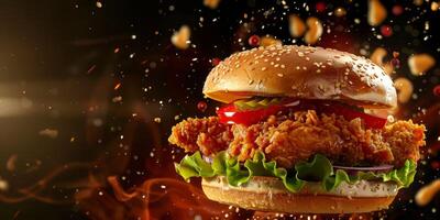 delicious burger with fast food cutlet photo