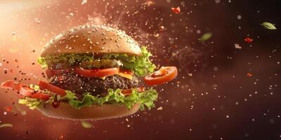 delicious burger with fast food cutlet photo