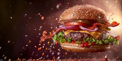 delicious burger with fast food cutlet photo