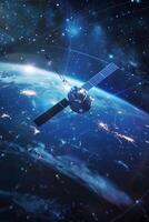 satélite en tierra orbita foto