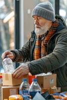 donating food boxes to help those in need photo