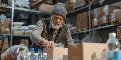 donating food boxes to help those in need photo