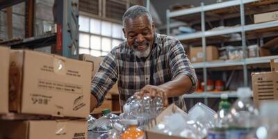 donating food boxes to help those in need photo