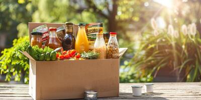 donating food boxes to help those in need photo