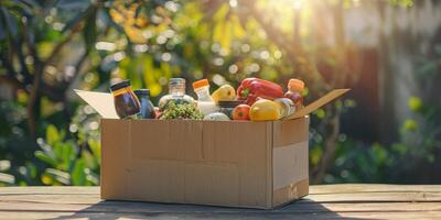 donating food boxes to help those in need photo