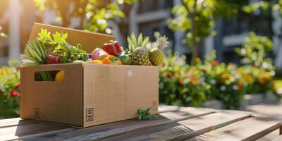 donating food boxes to help those in need photo