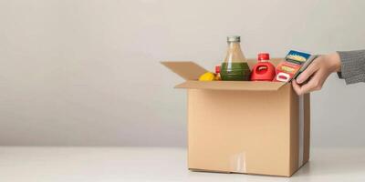donating food boxes to help those in need photo