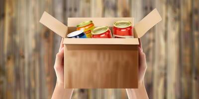 donando comida cajas a ayuda esos en necesitar foto