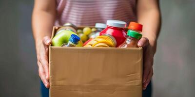 donating food boxes to help those in need photo