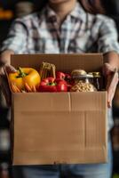 donating food boxes to help those in need photo