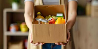donating food boxes to help those in need photo
