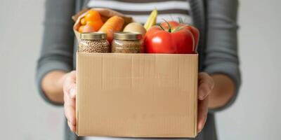 donando comida cajas a ayuda esos en necesitar foto