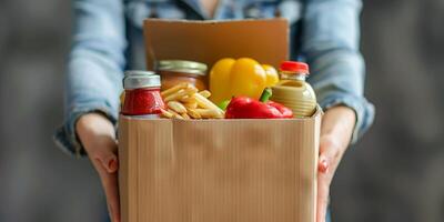 donating food boxes to help those in need photo