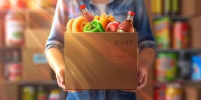 donating food boxes to help those in need photo