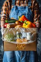 donating food boxes to help those in need photo