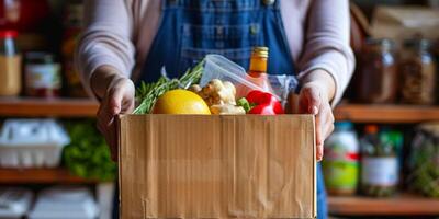 donating food boxes to help those in need photo