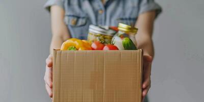 donating food boxes to help those in need photo